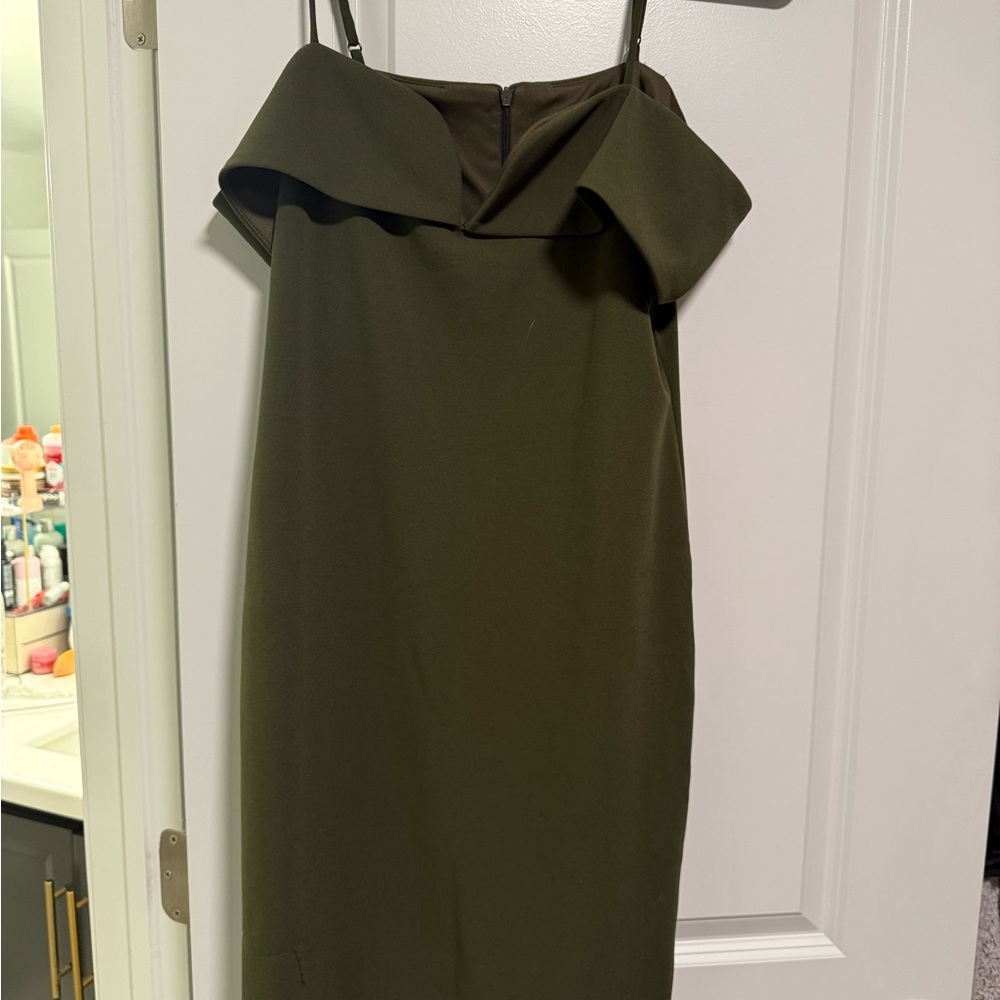 bebe Strapless Olive Dress